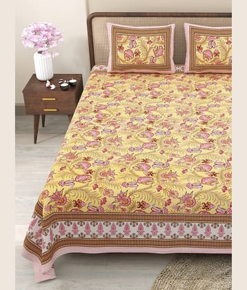 CLOTHORO Cotton 1 Double King Bedsheet with 2 Pillow Covers ( Brown )