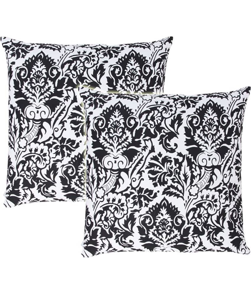 Zubix Black Cotton Cushion Covers - Set Of 2