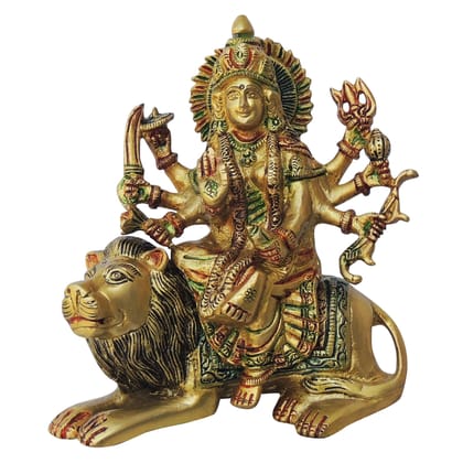 Brass Durga Ji God Idol - Artistic Brass Puja Showpiece, Height : 7 Inch (BSMAS937 S)