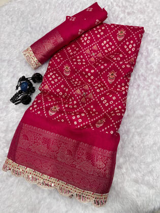 Fabric - mysore silk  with embroidery lace work