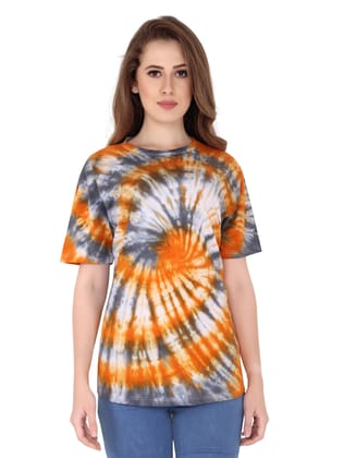 Women Printed Cotton Tie Dye T-shirt - Multicolored T-shirt-X-Large