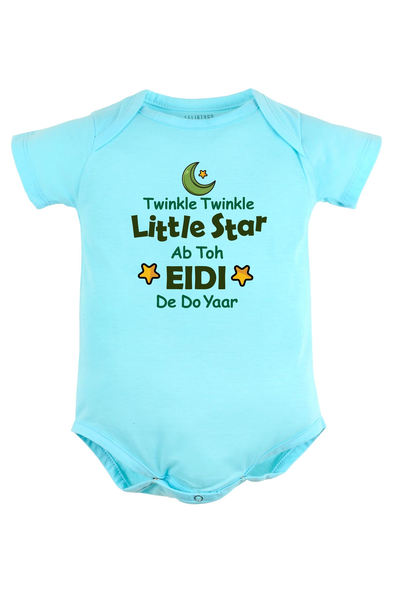 Twinkle Twinkle Little Star - Ab Toh Eidi De Do Yaar Baby Romper | Onesies-Baby Romper / 0-3 Months / Lightblue