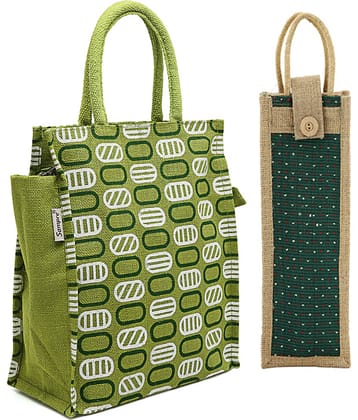 ENSAC Beige Jute Lunch Bag Pack of 2