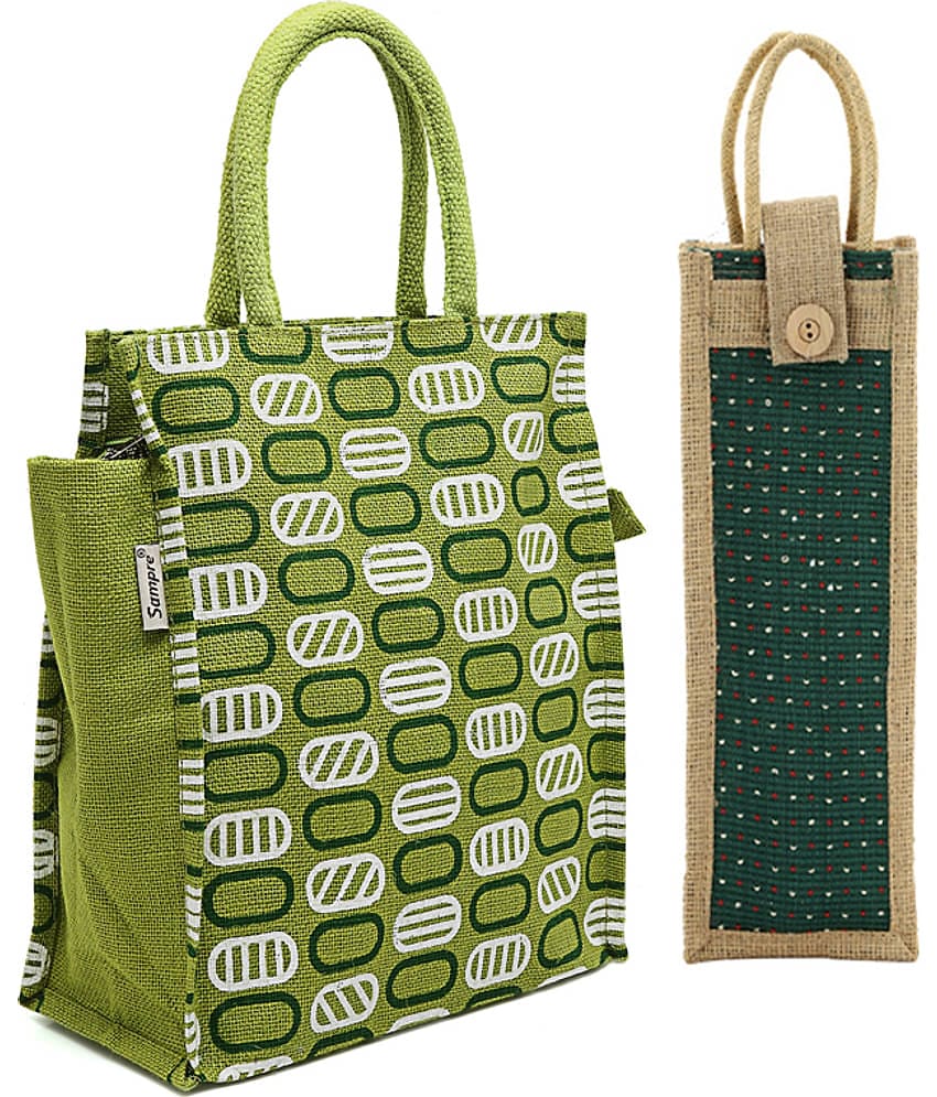 ENSAC Beige Jute Lunch Bag Pack of 2