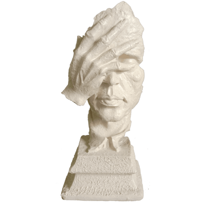 Cutncurve Man Thinker Hand at Face Statue, H- 33 cm-Poly Resin