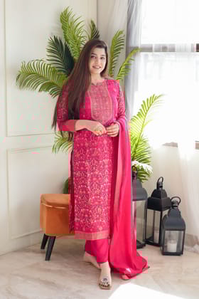 Kyra Red Silk Suit Set-XXL