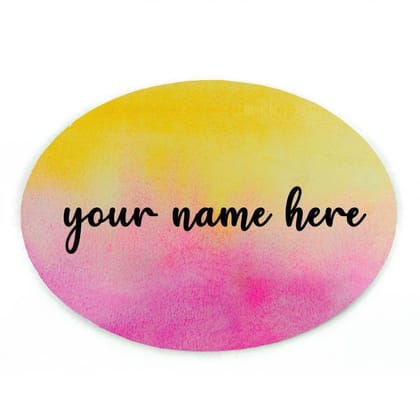 Handpainted Customized Name Plate - Pink and Yellow Dual Ombre