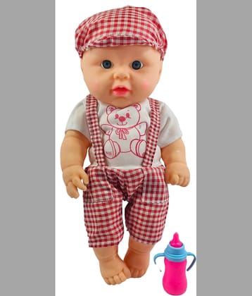Rubber Doll for Kids Dress Golu baba Doll for Kids Movable Arms with Milk Bottle