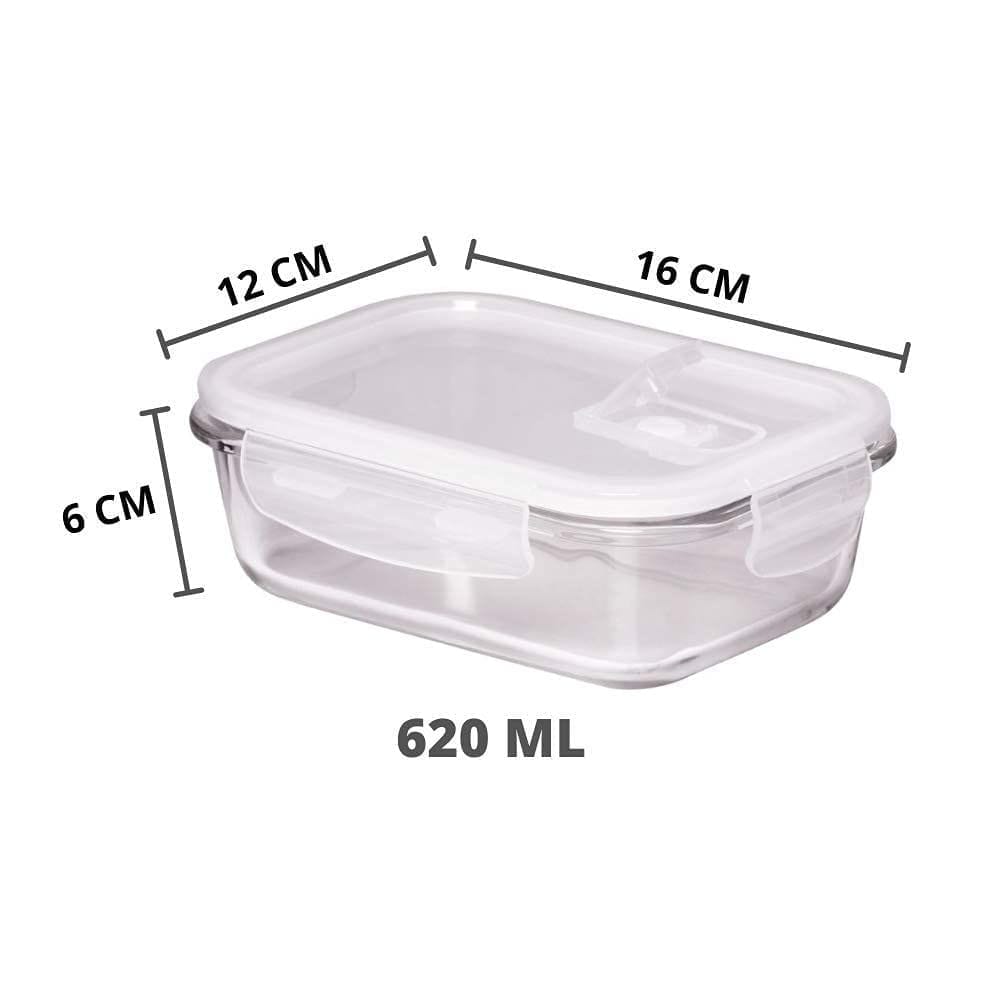 Femora Borosilicate Rectangular Glass Food Storage Container With Air Vent Lid-Set Of 3 Pcs - (400ml, 620 ml, 1000 ml)