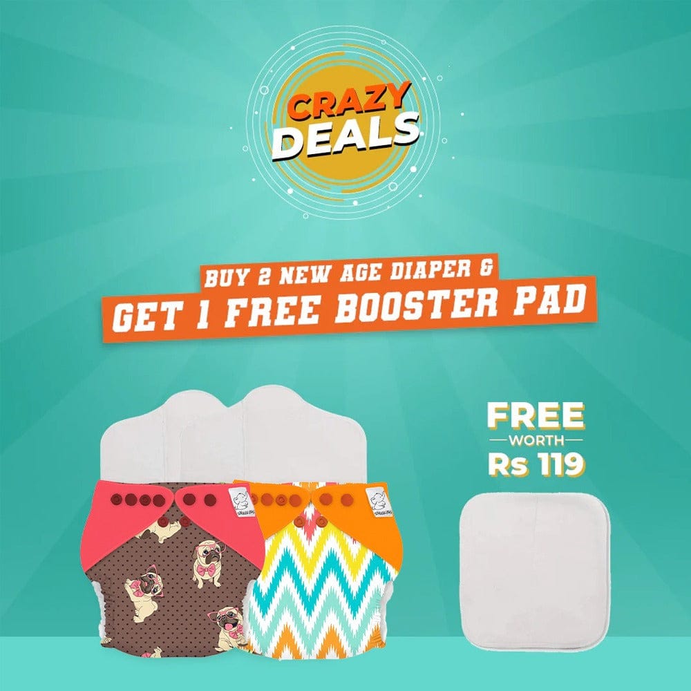 CRAZY DEAL - Buy 2 New Age Cloth Diapers Get 1 Booster Free