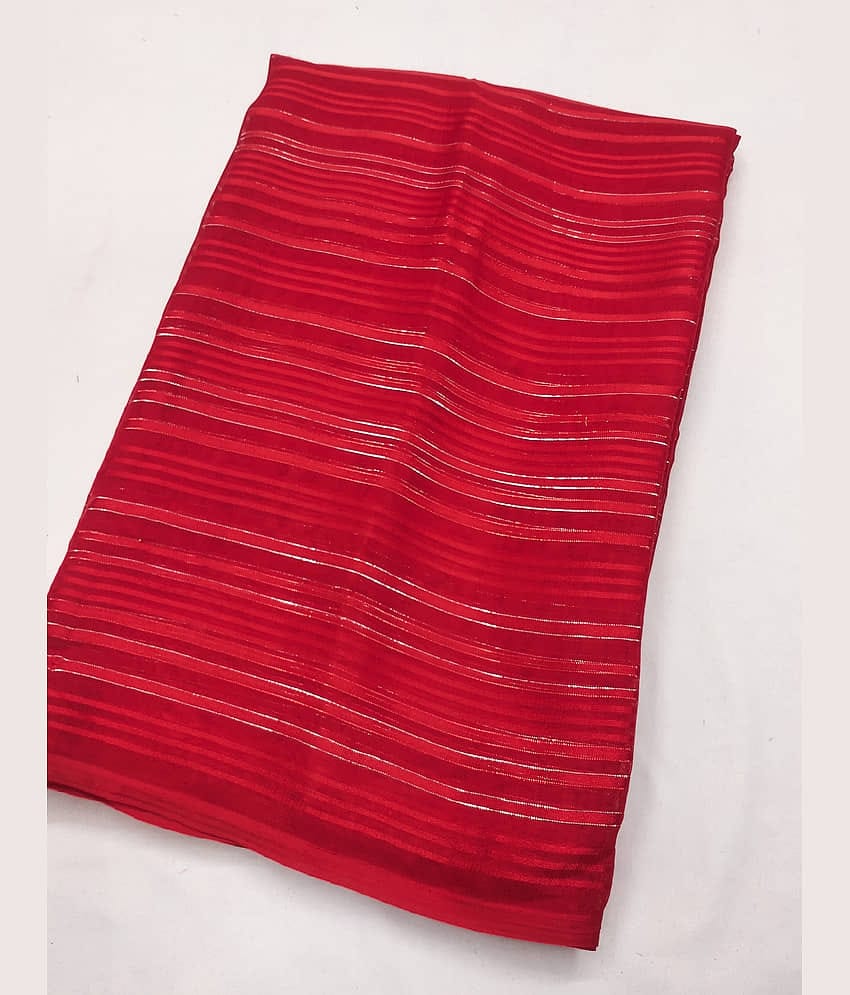 Kashvi Sarees Satin Embellished Chanderi saree With Unstitched Blouse Piece ( Red )