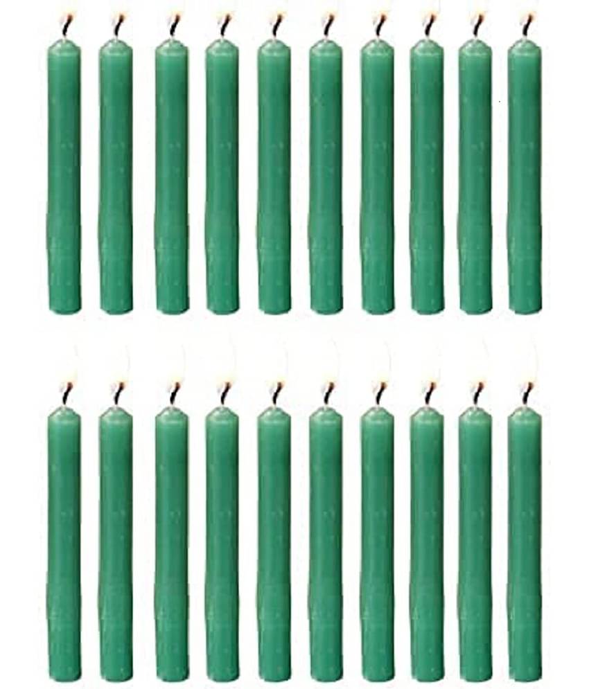 PROSPERRO LUMO - Green Unscented Pillar Candle 10 cm ( Pack of 20 )