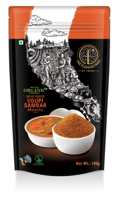 The Flavour Trail by Swani Made With Organic Udupi Sambar Masala, South India Special Sambar Masala, 100 Gm| Organically Farmed | Hygienically Processed | Pesticide-Free - Fenugreek