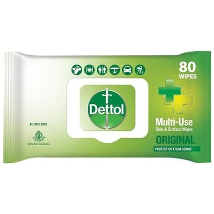 Dettol Original Multi-use Skin & Surface Wipes, 80 pcs