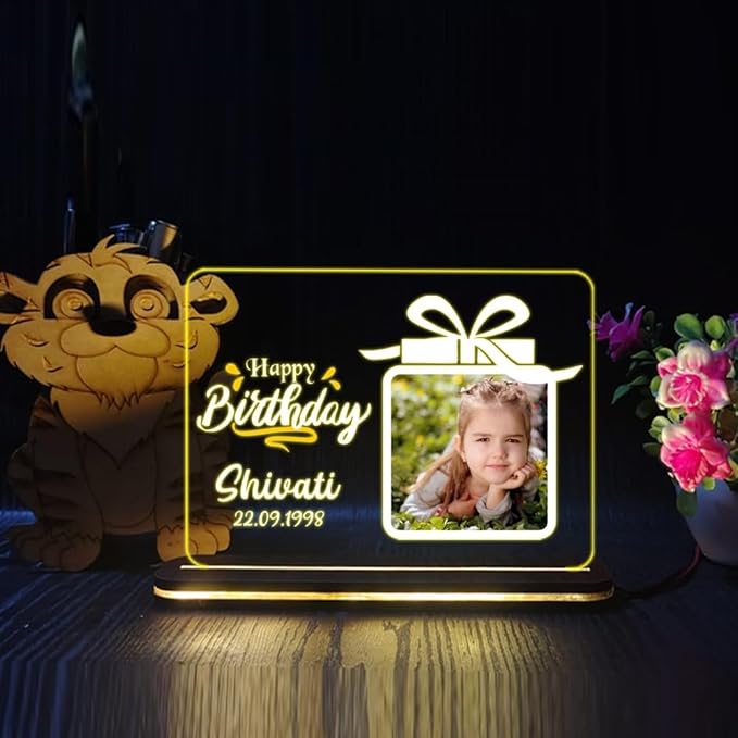 Personalized Transparent Acrylic LED Lamp | Photo Frame | Customized with Photos, Quotes & Name | Best Gift for Loved Ones | Him/Her |Special Occasion & Days. Size: 8X11 inch