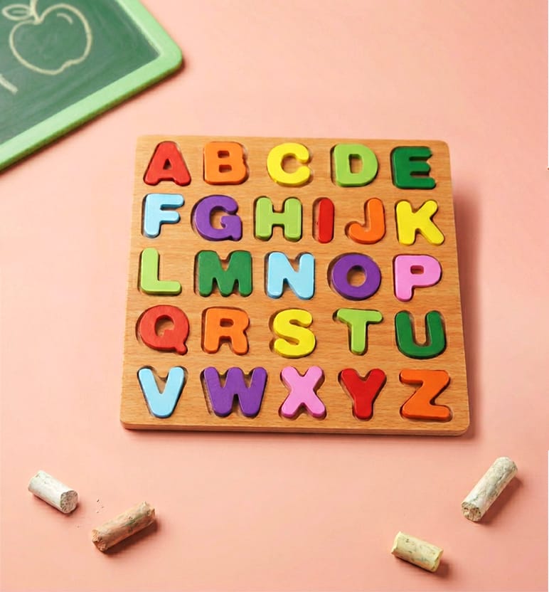 Handcrafted Wooden ABCD Puzzle Board (Small) – Educational Learning Toy