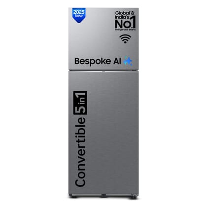 Samsung 330 L, 3 Star, Convertible 5-in-1, Digital Inverter, Frost Free Double Door, WiFi Enabled Bespoke AI Refrigerator (RT34DG5A4DSLHL, Real Steel, Silver) Samsung 330 L, 3 Star, Convertible 5-in-1, Digital Inverter, Frost Free Double Door, WiFi Enabl Samsung 330 L, 3 Star, Convertible 5-in-1, Digital Inverter, Frost Free Double Door, WiFi Enabled Bespoke AI Refrigerator (RT34DG5A4DSLHL, Real Steel, Silver) Samsung 330 L, 3 Star, Convertible 5-in-1, Digital Inverter, Frost Free Double Door, WiFi Enabl