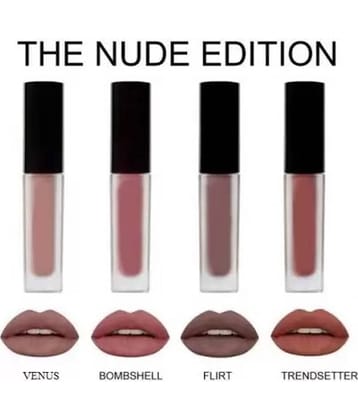 BLUSHIS High Defination Nude Super Matte Hydrating Lipstick Combo (Pack of 4)