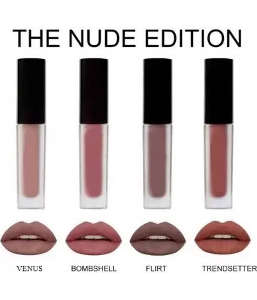 BLUSHIS High Defination Nude Super Matte Hydrating Lipstick Combo (Pack of 4)