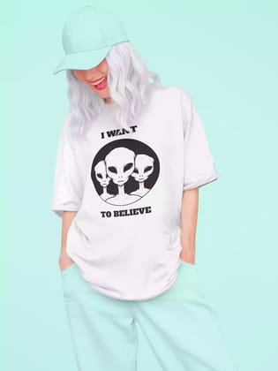 Want to believe - Sukhiaatma Unisex Oversized White T-shirt-S-42
