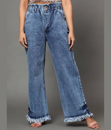AngelFab - Light Blue Denim Wide Leg Women's Jeans ( Pack of 1 )