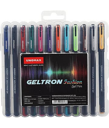 UNOMAX Geltron Fashion Multicolour Gel Pen (Pack of 2, Blue, Black, Red, Green, Pink, Violet, Orange, Turquoise Blue, Light Green, Brown, Silver, Gold)