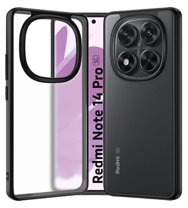 Rugged Frosted Semi Transparent PC Shock Proof Slim Back Cover for  POCO X7 5G, Redmi Note 14 Pro 5G, Redmi Note 14 Pro+ Plus 5G, 6.67 inch, Black