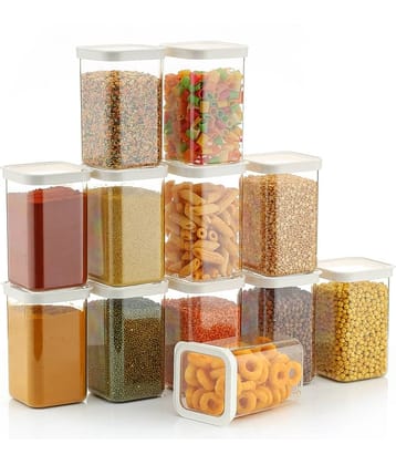 Analog kitchenware Food/Pulse/Grocery PET White Dal Container ( Set of 12 )