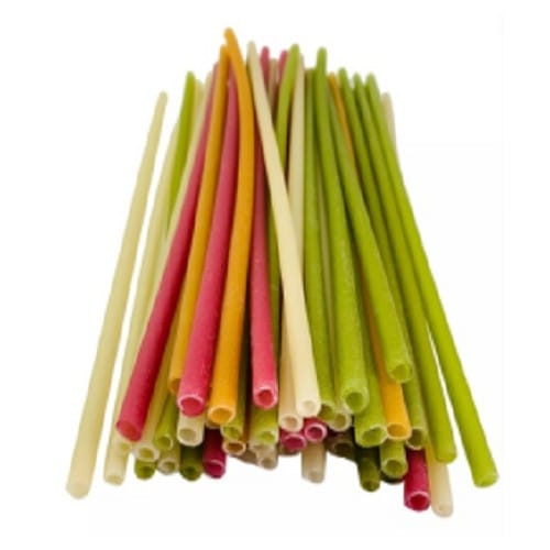 Edible Straw 6.5 mm Dia X 210 mm Length - Multicolor (100 Pcs)