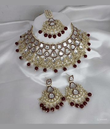 Padmavati Bangles White Alloy Necklace Set ( Pack of 1 )