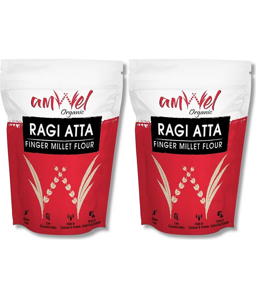 Amwel Ragi Atta | Finger Millet Flour | Diabetic Friendly Gluten Free  900 gm Pack of 2