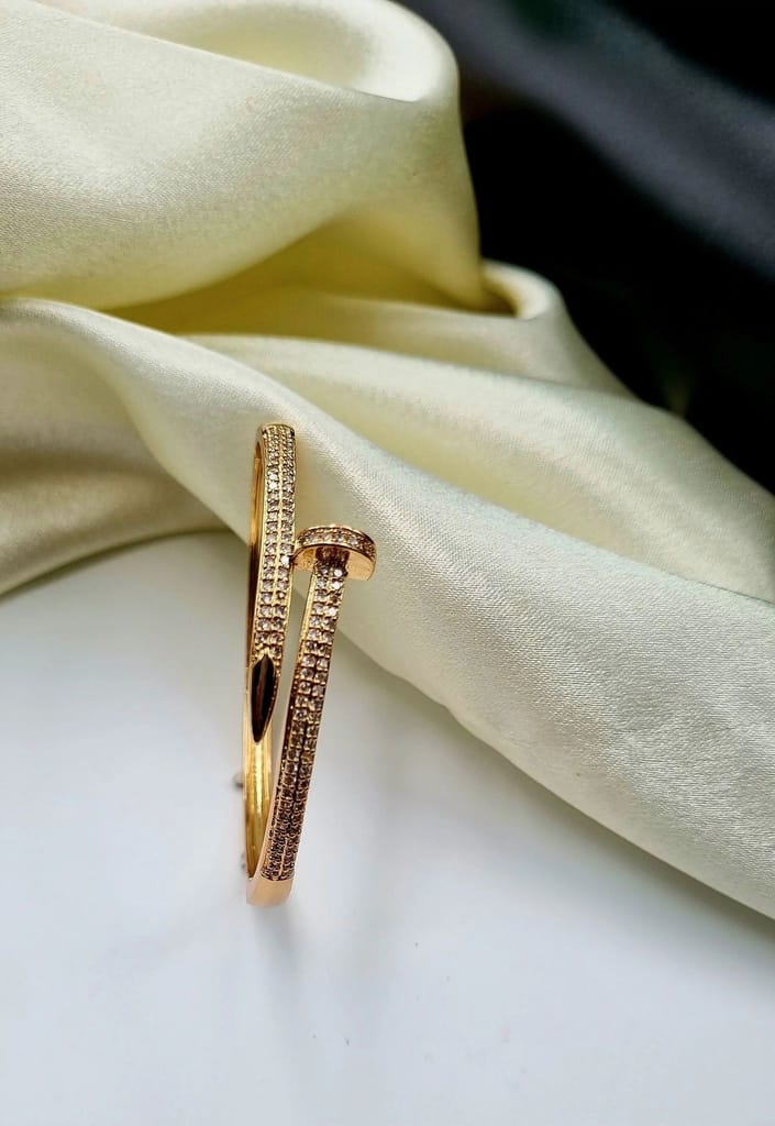 Nail Screw American Diamond Copper Openable Kada Bangle For Women