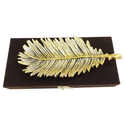 Aluminium Leaf Showpiece with Box | Luxury Decorative Gift Item, Height : 1 Inch (ASMAS541 C)