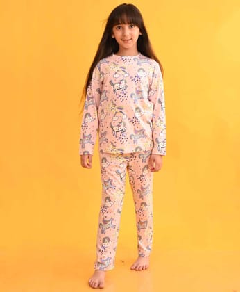 SMILING UNICORN LONG SLEEVES PYJAMA SET - PINK-6-12 MONTHS / 2N / PINK