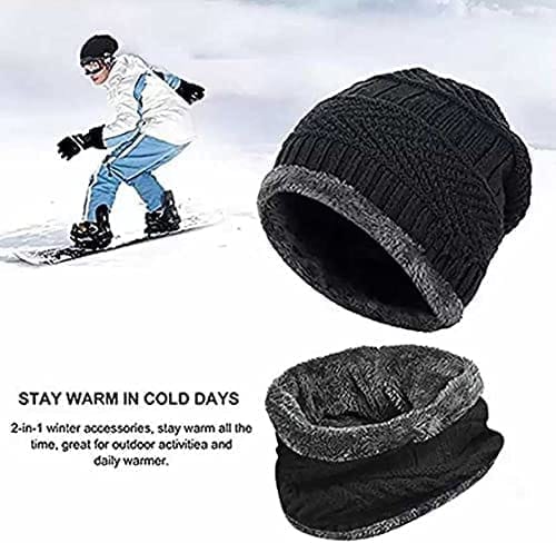 Men's Winter Hat and Scarf Set / Knitted Beanie and Scarf Set