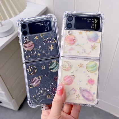 Cute Stars Transparent Case-Samsung Galaxy Z Flip 3