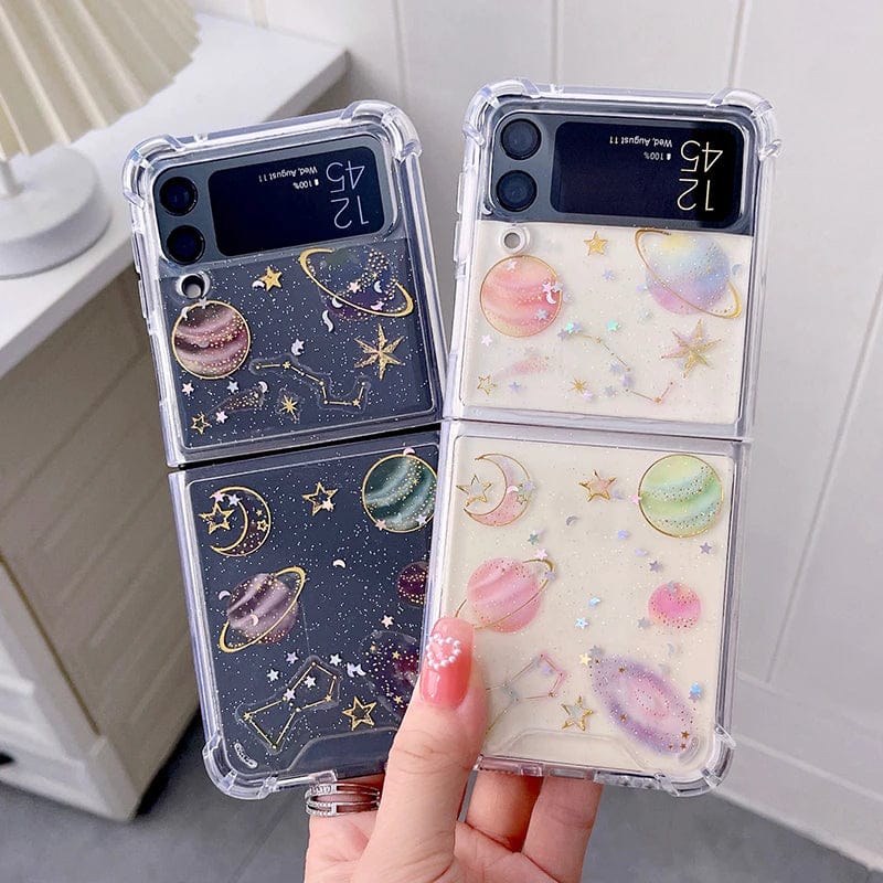 Cute Stars Transparent Case-Samsung Galaxy Z Flip 3