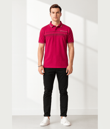 Dollar Men Cotton Regular Fit Printed Polo T Shirt ( Maroon )