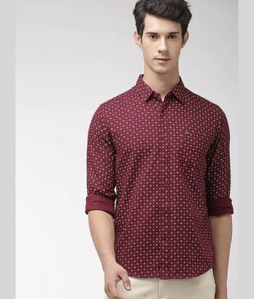 The Indian Garage Co Men Maroon & Beige Slim Fit Printed Casual Shirt - None