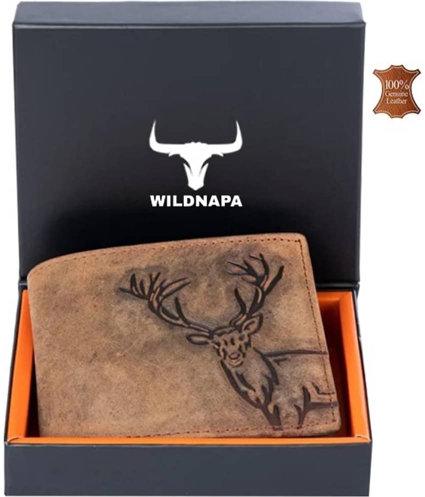 WILDNAPA 100% Leather Solid Men's Regular Wallet With 8 Slots For Card ( Brown , Pack of 1 )