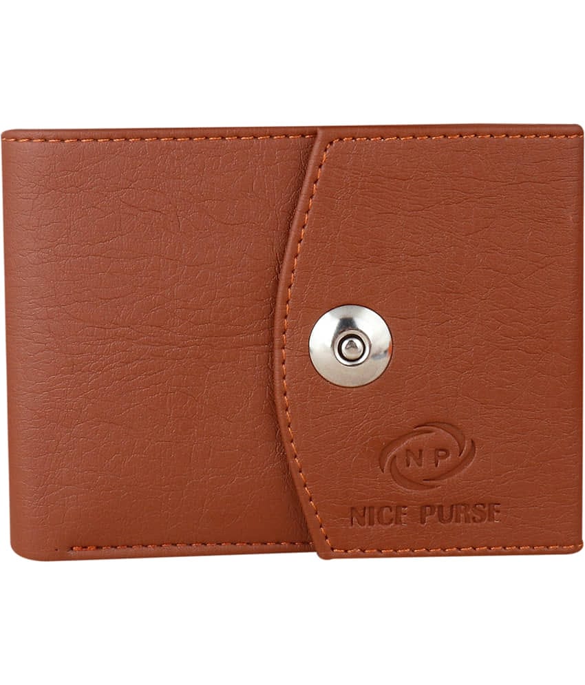 Nice Purse PU Colorblock,Solid Men's Regular Wallet,Travel Wallet With 6 Slots For Card ( Tan , Pack of 1 )