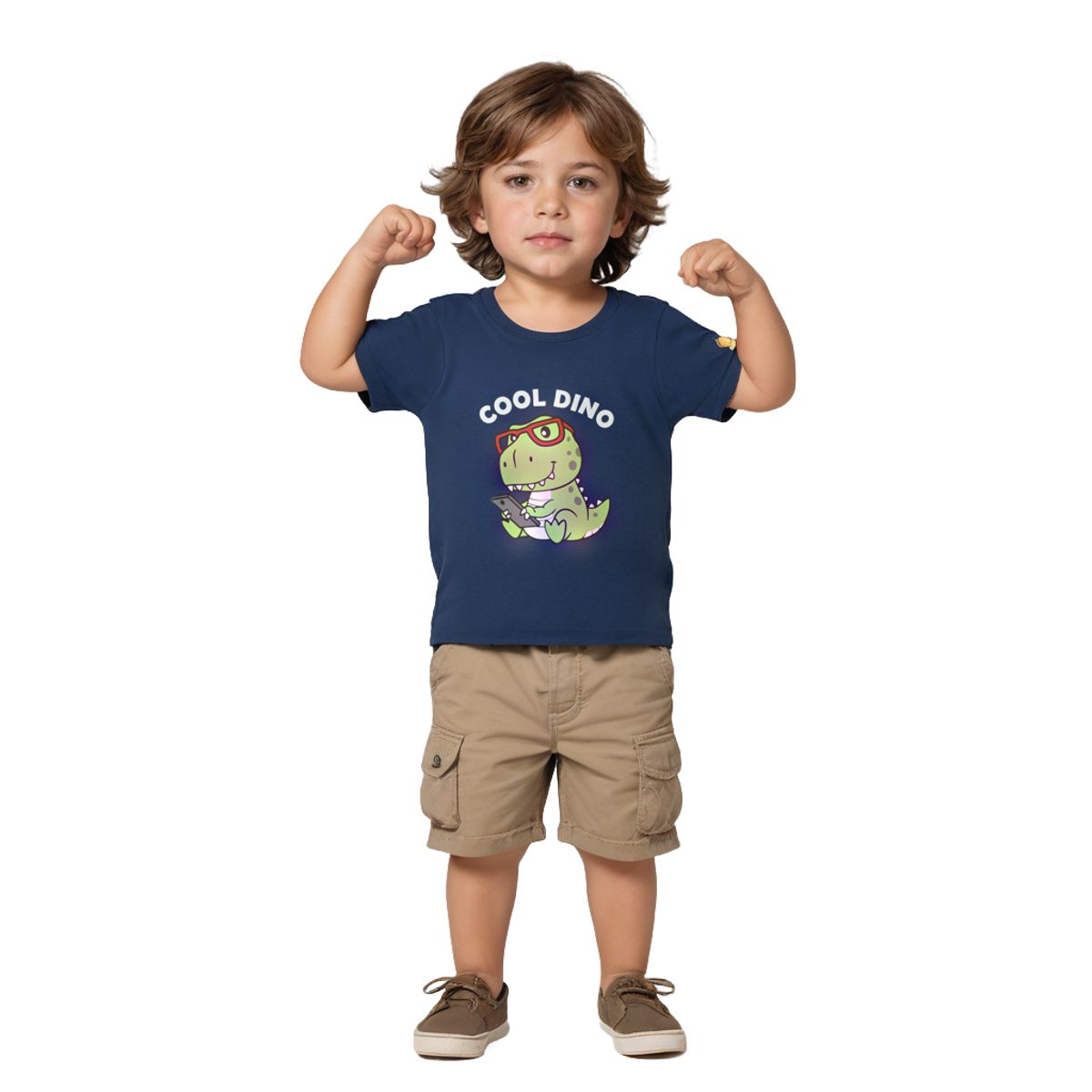 Boys T shirt Cotton Estate Blue Cool Dino
