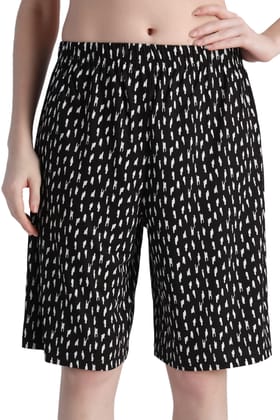 Black Graphic Printed Shorts-L / Black