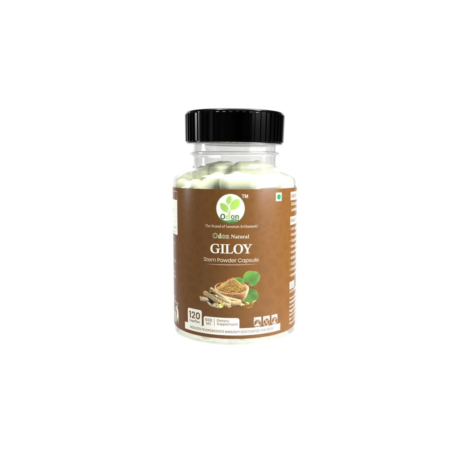 Odon Natural GILOY Capsule I Immunity Booster & Liver Support I Reduces Fever I Detoxifies the Body-120 Capsule