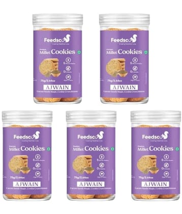 Feedsco Ajwain Cookies 75 g Pack of 5