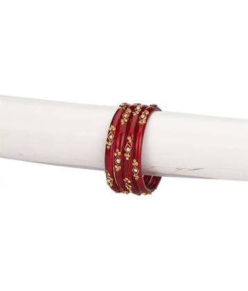 Designer Fancy Party Glass Bangle Cum Kada Set Of 4 Decorative With Colorful Beads & Stone  (With Safety Cum Gift Box) BN-19