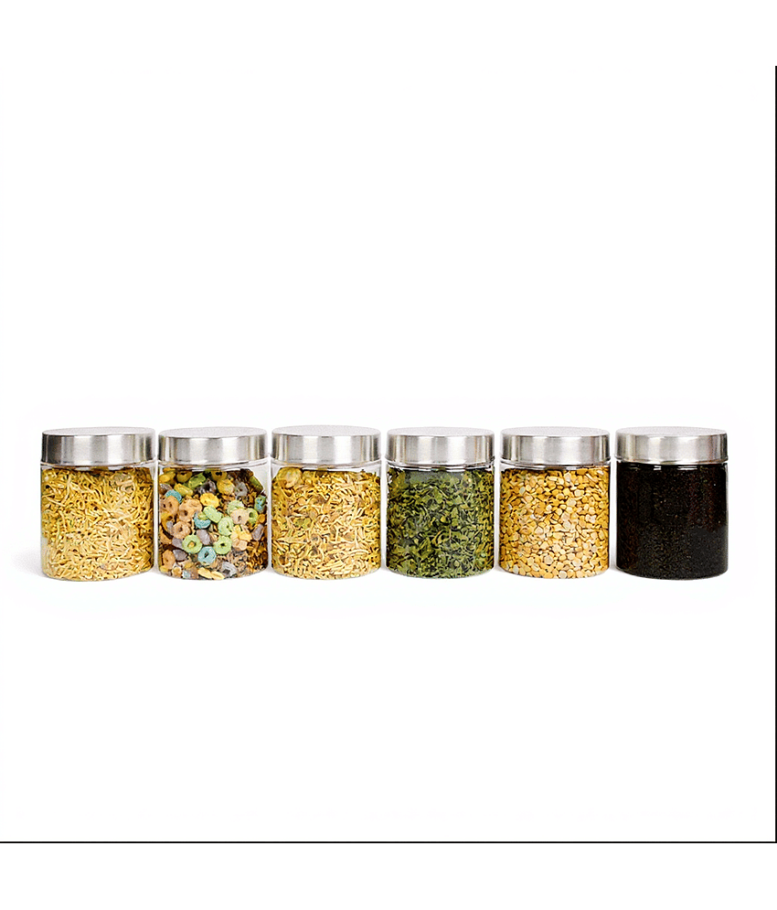 PearlPet PlusJar-6Pcs-200ml Plastic Transparent Multi-Purpose Container ( Set of 6 )