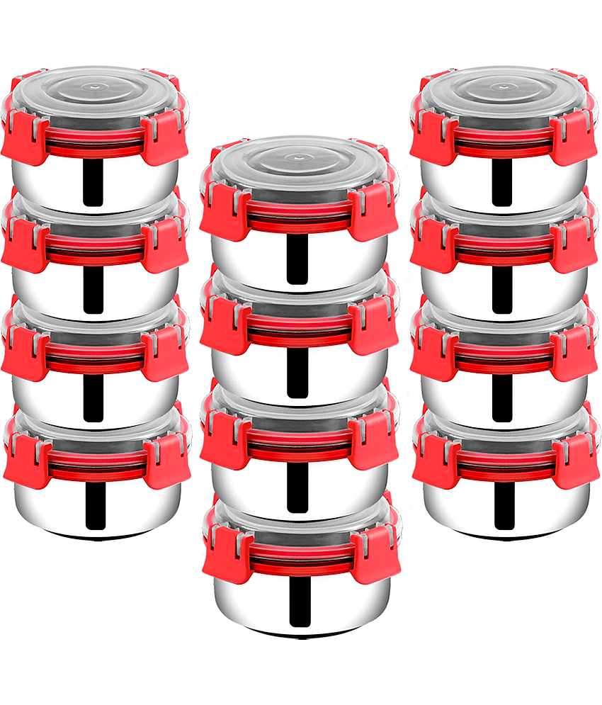 BOWLMAN Smart Clip Lock Steel Red Food Container ( Set of 12 )
