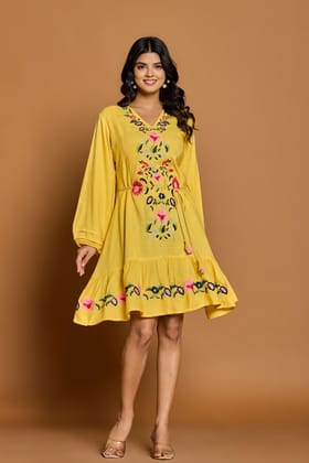 Mustard Threaded Grace Tunic-YELLOW / S