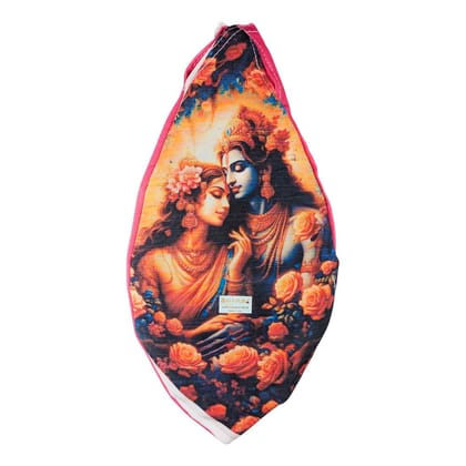 MAYAPURI Multicolor Pure Cottom Radha Krishna Printed Japa Mala Bag, Chanting Or Beads Bag with Zip Pocket and Sakshi Mala Counter